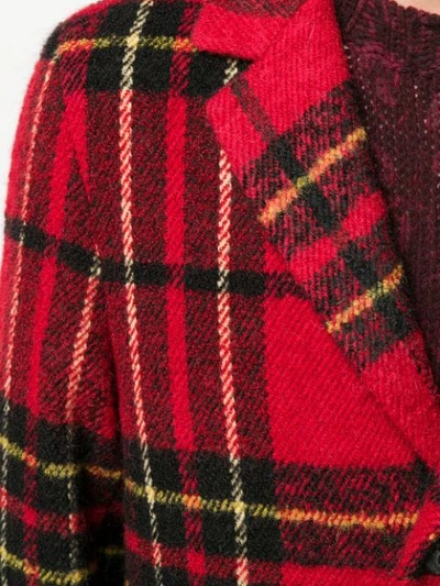 Shop Etro Check Coat In Red