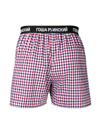 Shop Gosha Rubchinskiy Checked Boxer Shorts In Red