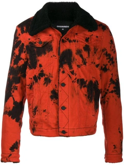 Shop Dsquared2 Jeansjacke Mit Batikmuster In 972 Red 