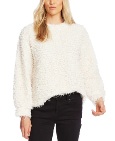 Shop Vince Camuto Teddy-knit Mock-neck Sweater In Pearl Ivory