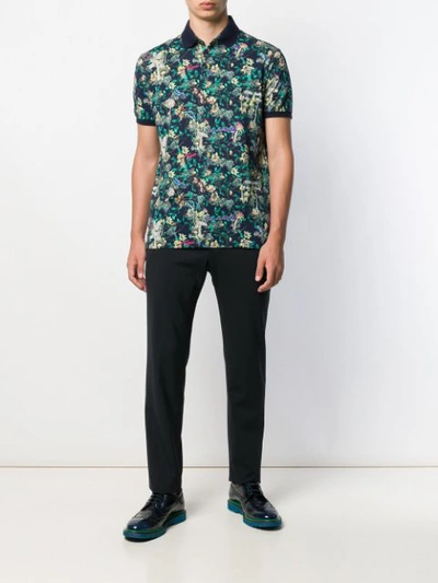 Shop Etro Floral Polo Shirt In Blue