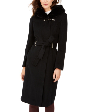 calvin klein faux fur coat with hood