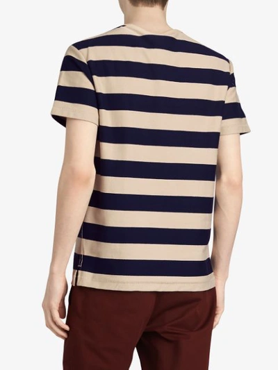 Shop Burberry Bust Print Striped Cotton T-shirt In White