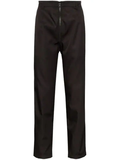 Shop Prada Zip-front Straight-leg Trousers In Black