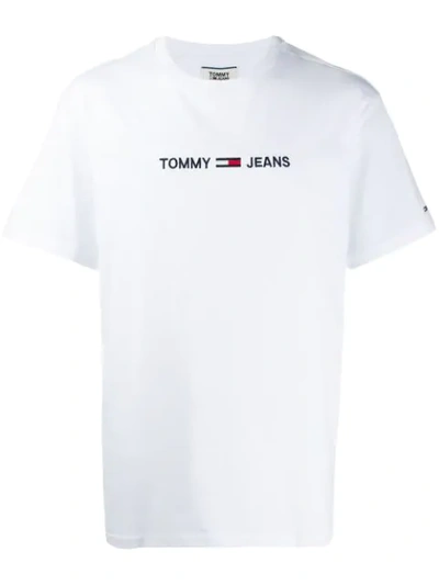 Shop Tommy Jeans Embroidered Logo T-shirt In White