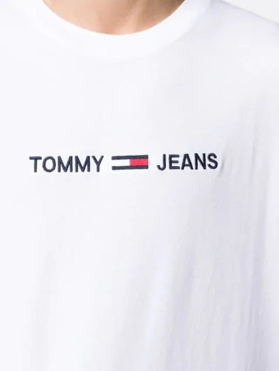 Shop Tommy Jeans Embroidered Logo T-shirt In White