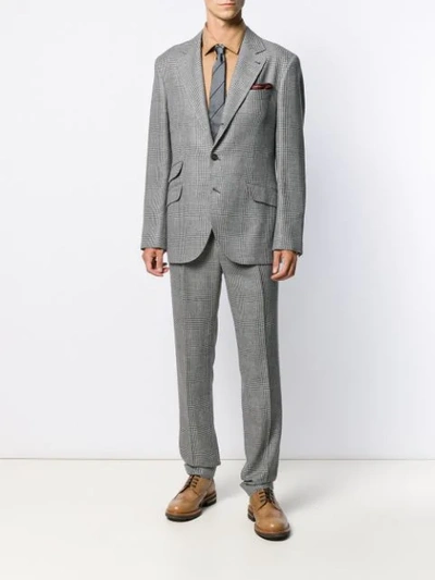 Shop Brunello Cucinelli Check Print Suit Jacket In C026 Grey