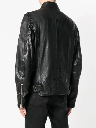 Shop Diesel Full Zipped Biker Jacket In Black