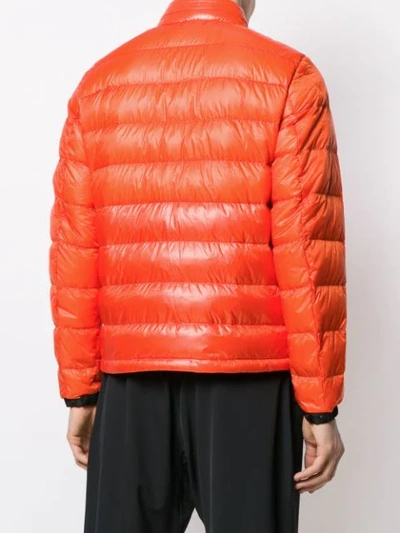 Shop Moncler Short Puffer Jacket In Orange