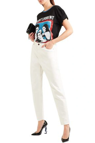 Shop Saint Laurent Woman High-rise Straight-leg Jeans Off-white