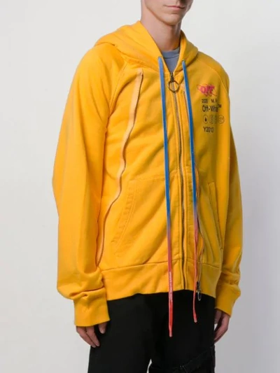 Shop Off-white Double Zip Hoodie In Yellow