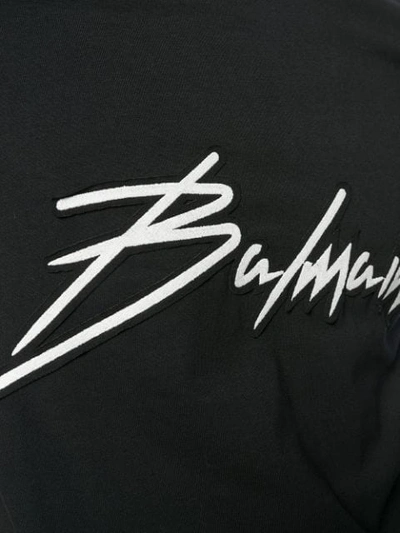Shop Balmain Signature Logo T-shirt In Black