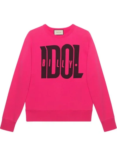 Shop Gucci Sweatshirt With Billy Idol Print In Pink