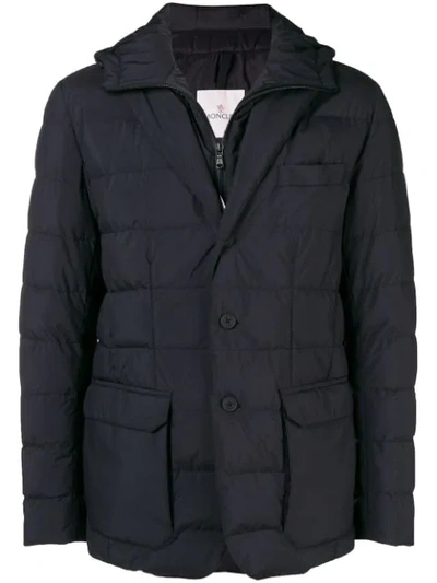Shop Moncler Vernoux Hooded Blazer Jacket - Black