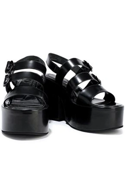 Shop Simone Rocha Glossed-leather Platform Sandals In Black