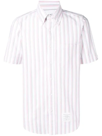 Shop Thom Browne Center-back Rwb Tricolor Oxford Shirt In White