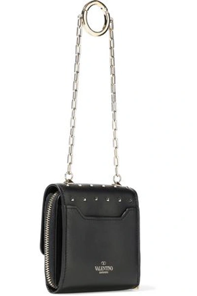 Shop Valentino Studded Leather Wallet In Black
