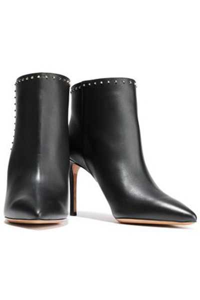Shop Valentino Studded Leather Ankle Boots In Black