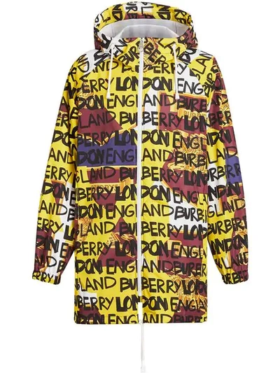 Burberry Graffiti Archive Scarf Print Hooded Jacket In Bright Yellow |  ModeSens