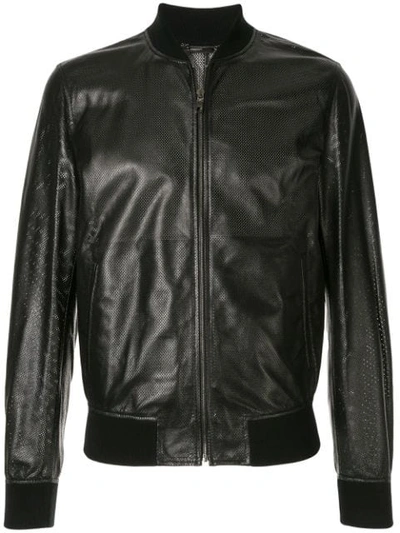 Shop Dolce & Gabbana Perforated Bomber Jacket In Black
