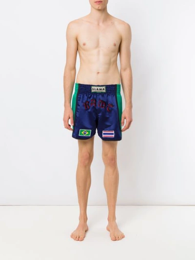 Shop Amir Slama Boxing Shorts In Blue