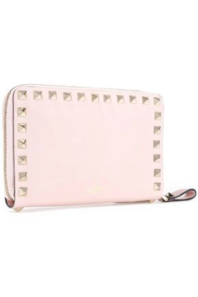 Shop Valentino Garavani Woman Rockstud Leather Wallet Baby Pink
