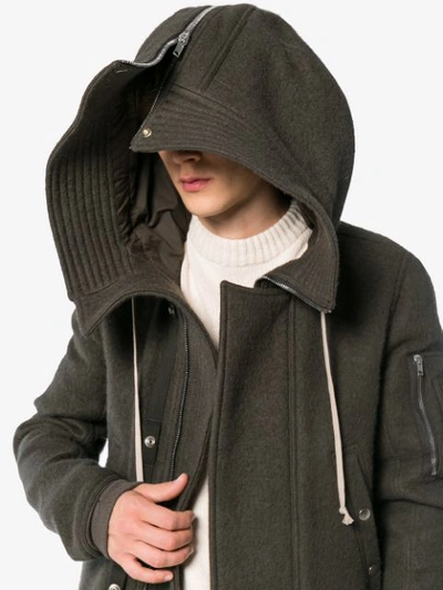Shop Rick Owens Mega Hood Wool Parka Coat In Grey