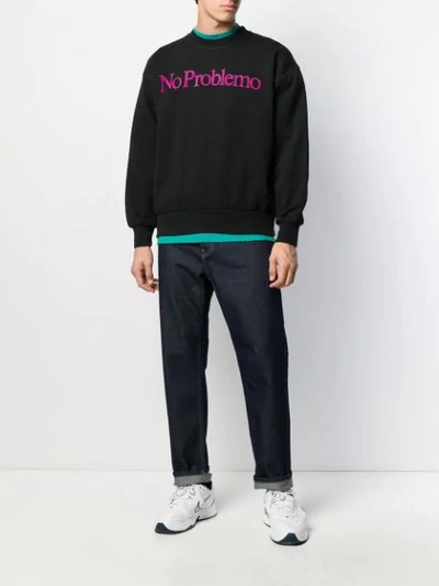 Shop Aries 'no Problemo' Print Sweatshirt In Black