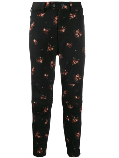 ANN DEMEULEMEESTER FLORAL PRINT SKINNY TROUSERS - 黑色