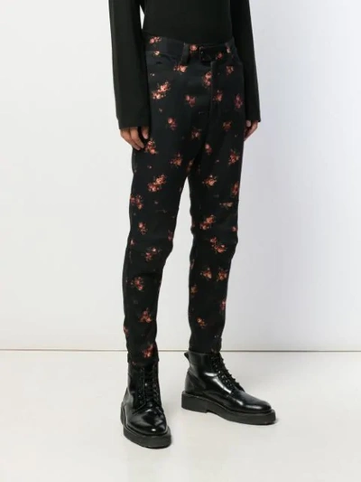 ANN DEMEULEMEESTER FLORAL PRINT SKINNY TROUSERS - 黑色