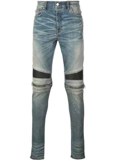 Shop Amiri Moto Skinny-fit Jeans In Blue