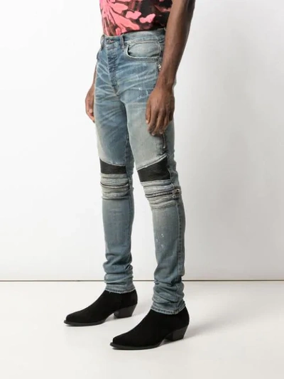 Shop Amiri Moto Skinny-fit Jeans In Blue