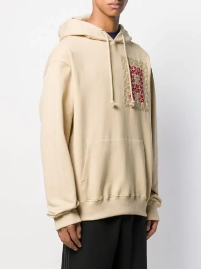 Shop Adish Logo Embroidery Hoodie In Neutrals