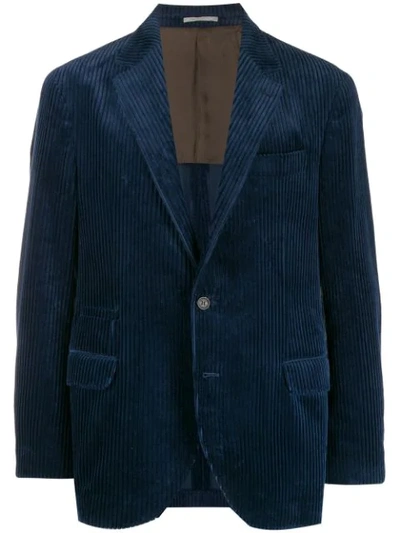 Shop Brunello Cucinelli Corduroy Velvet Blazer In Blue