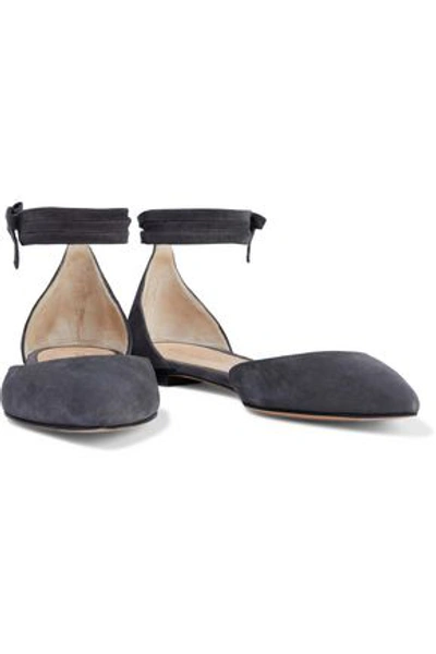 Shop Gianvito Rossi Woman Carla Suede Point-toe Flats Anthracite