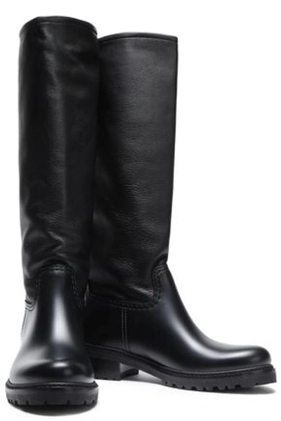 Shop Stuart Weitzman Leather And Pvc Boots In Black