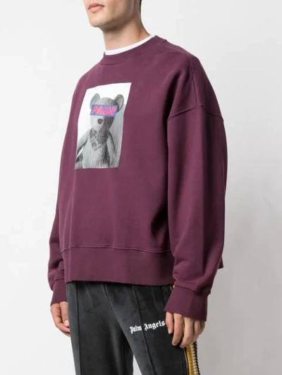 Shop Palm Angels Teddy Bear Print Sweatshirt In Purple