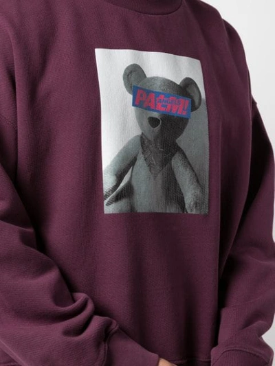 Shop Palm Angels Teddy Bear Print Sweatshirt In Purple