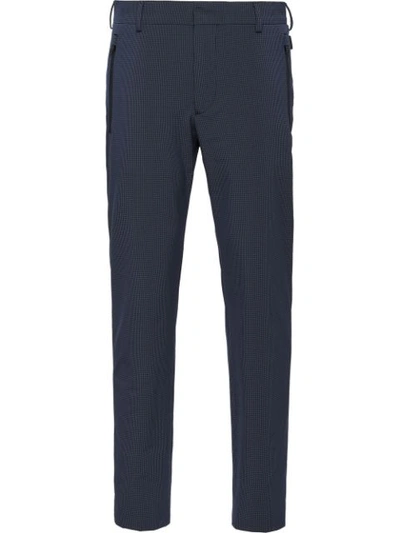 Shop Prada Stretch Technical Fabric Trousers In Blue