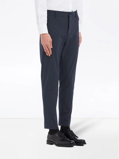 Shop Prada Stretch Technical Fabric Trousers In Blue