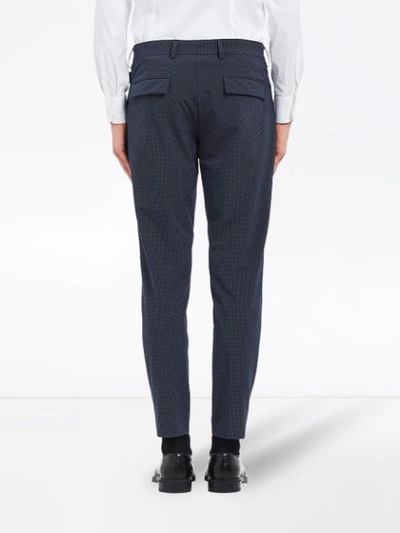 Shop Prada Stretch Technical Fabric Trousers In Blue