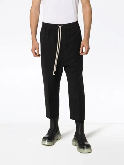 Shop Rick Owens Drawstring Drop-crotch Trousers In Black