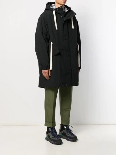 Shop Acne Studios Contrast Drawstrings Padded Parka Coat In Black