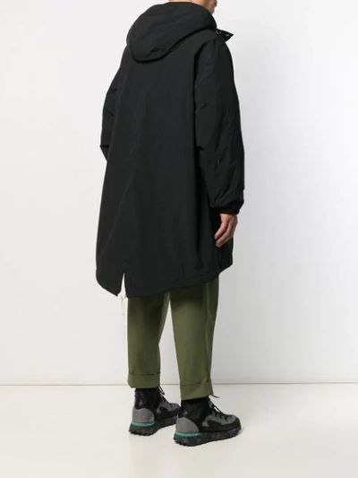 Shop Acne Studios Contrast Drawstrings Padded Parka Coat In Black