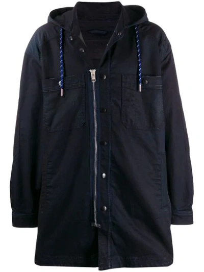 Shop Diesel Hooded Zipped Jacket In Blue