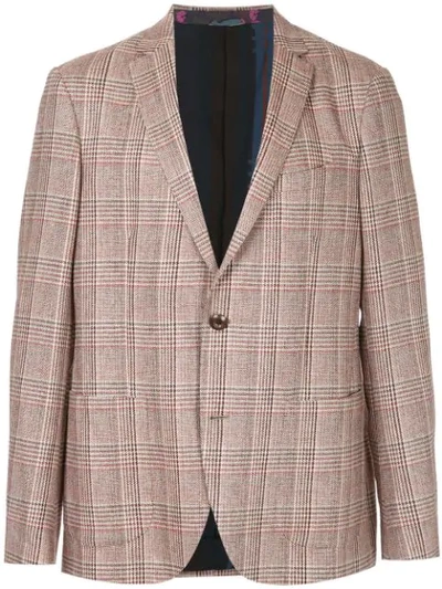 Shop Etro Check Blazer In Red