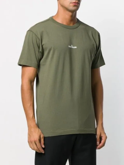 Shop Stone Island Printed Cotton T-shirt In Green
