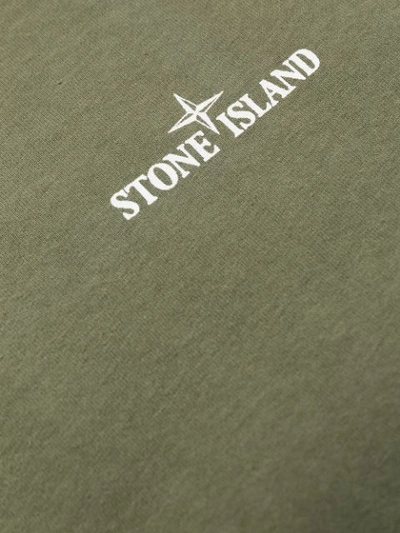 Shop Stone Island Printed Cotton T-shirt In Green