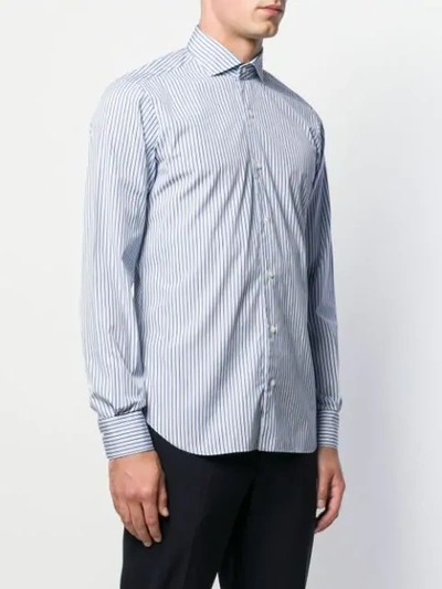 BARBA STRIPED SLIM-FIT SHIRT - 蓝色