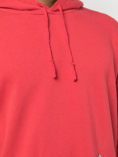 Shop Saint Laurent Zip Detail Hoodie In Red